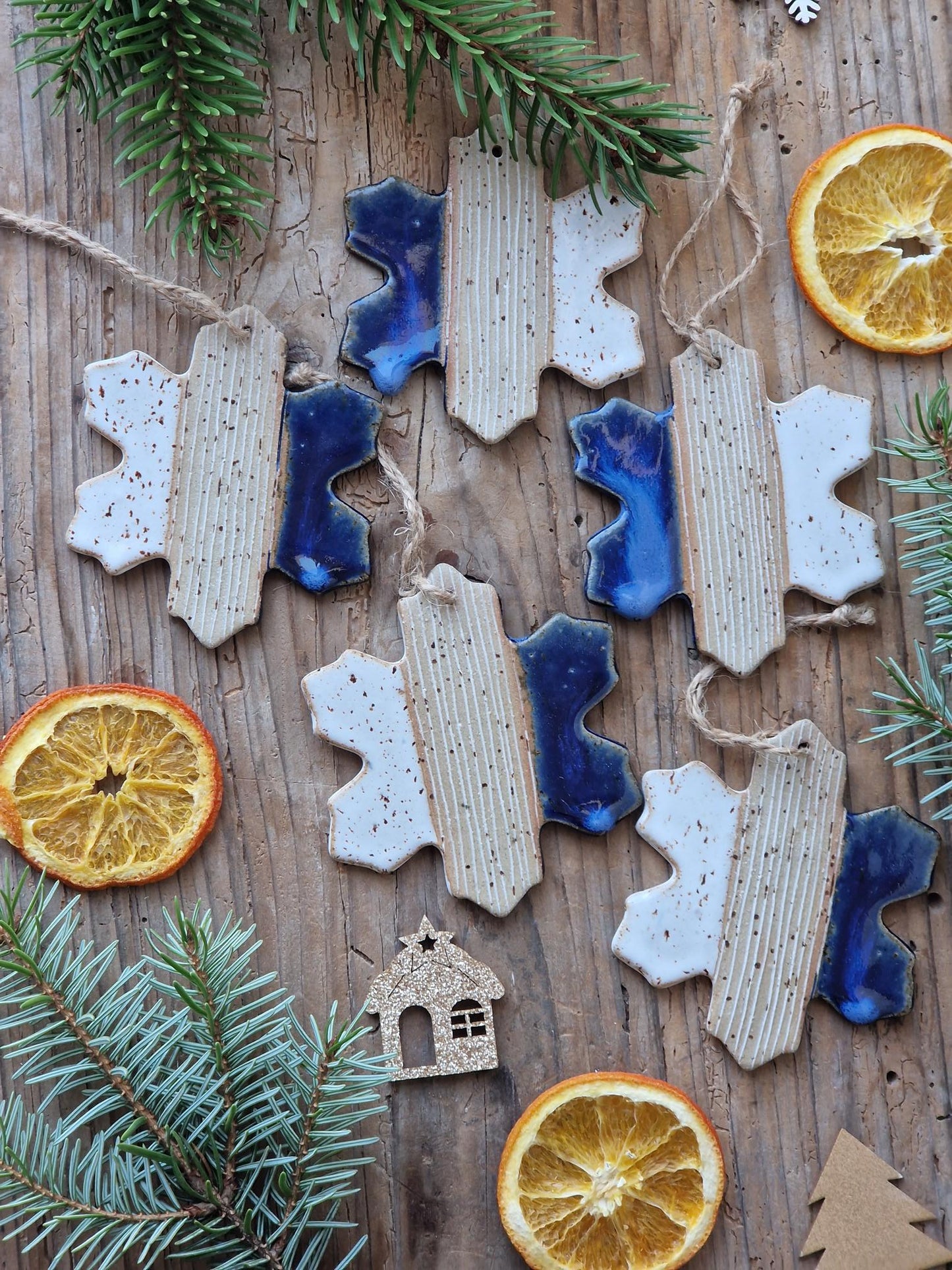 SET of 5 Snowflake decorations