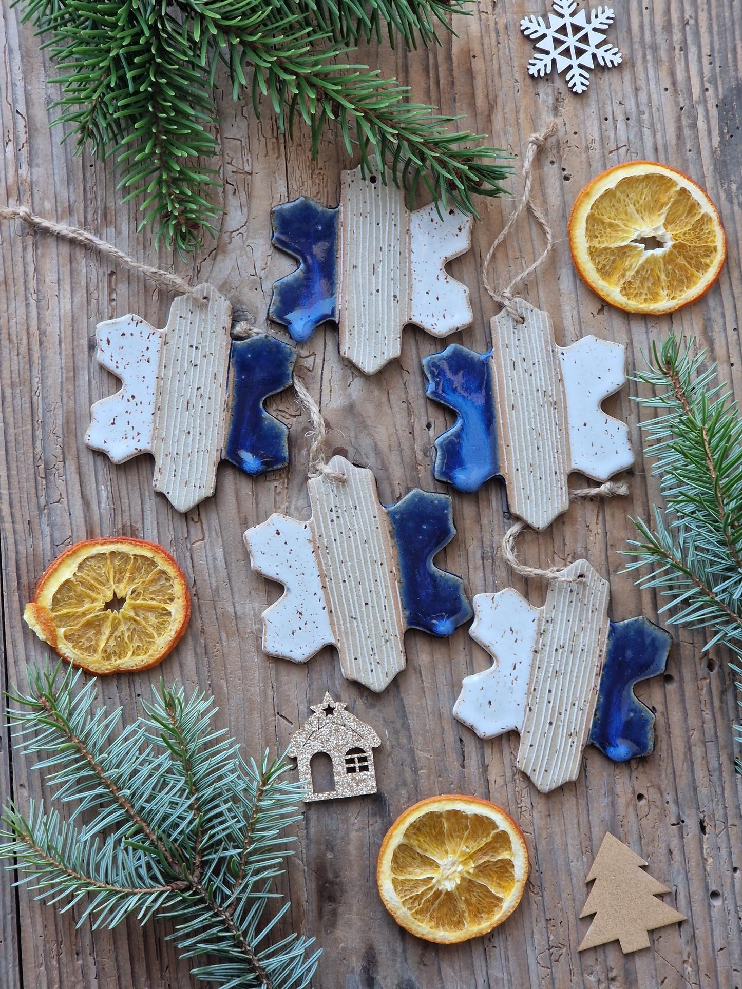 SET of 5 Snowflake decorations