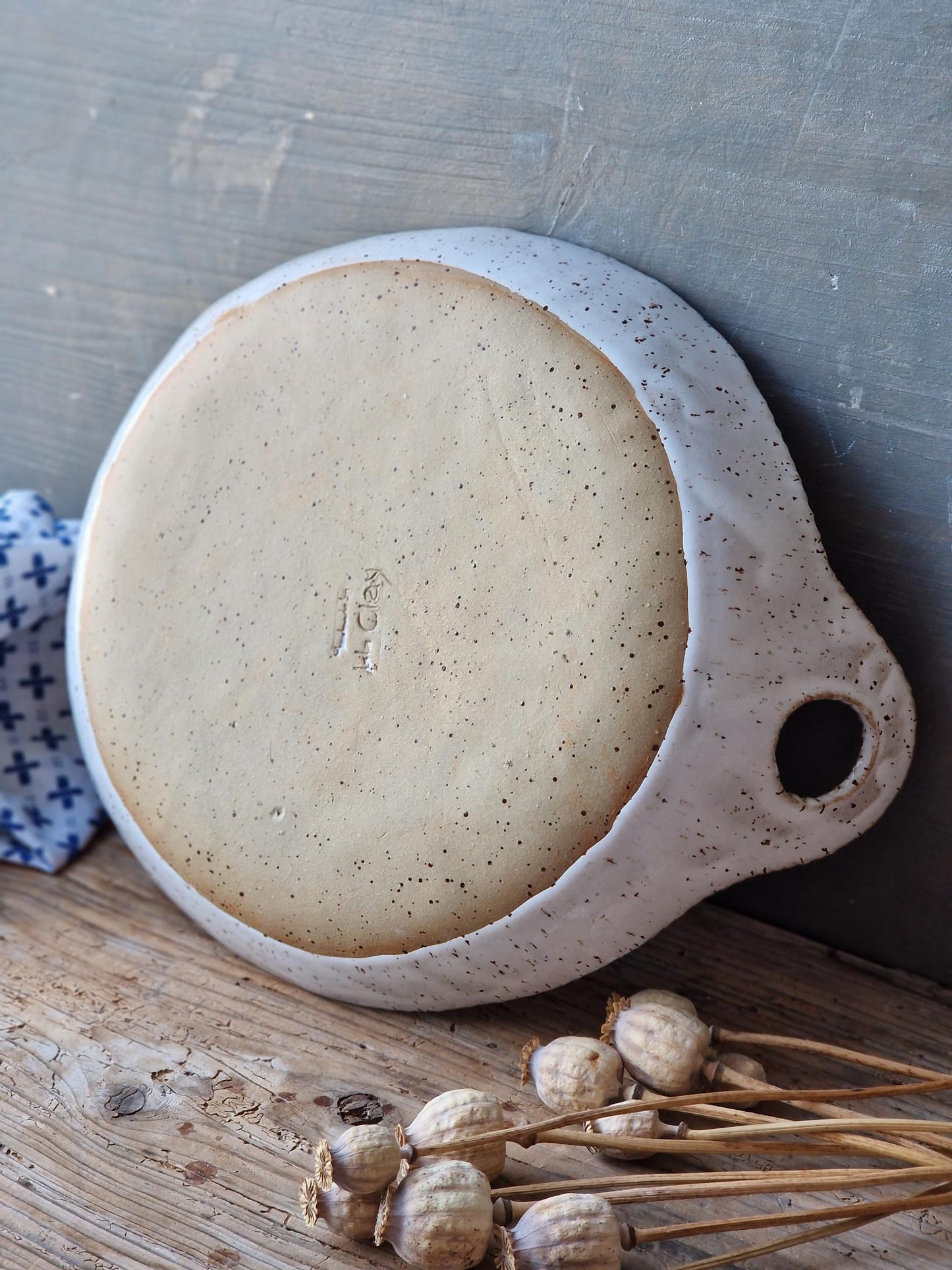 Folk art bowl with handles