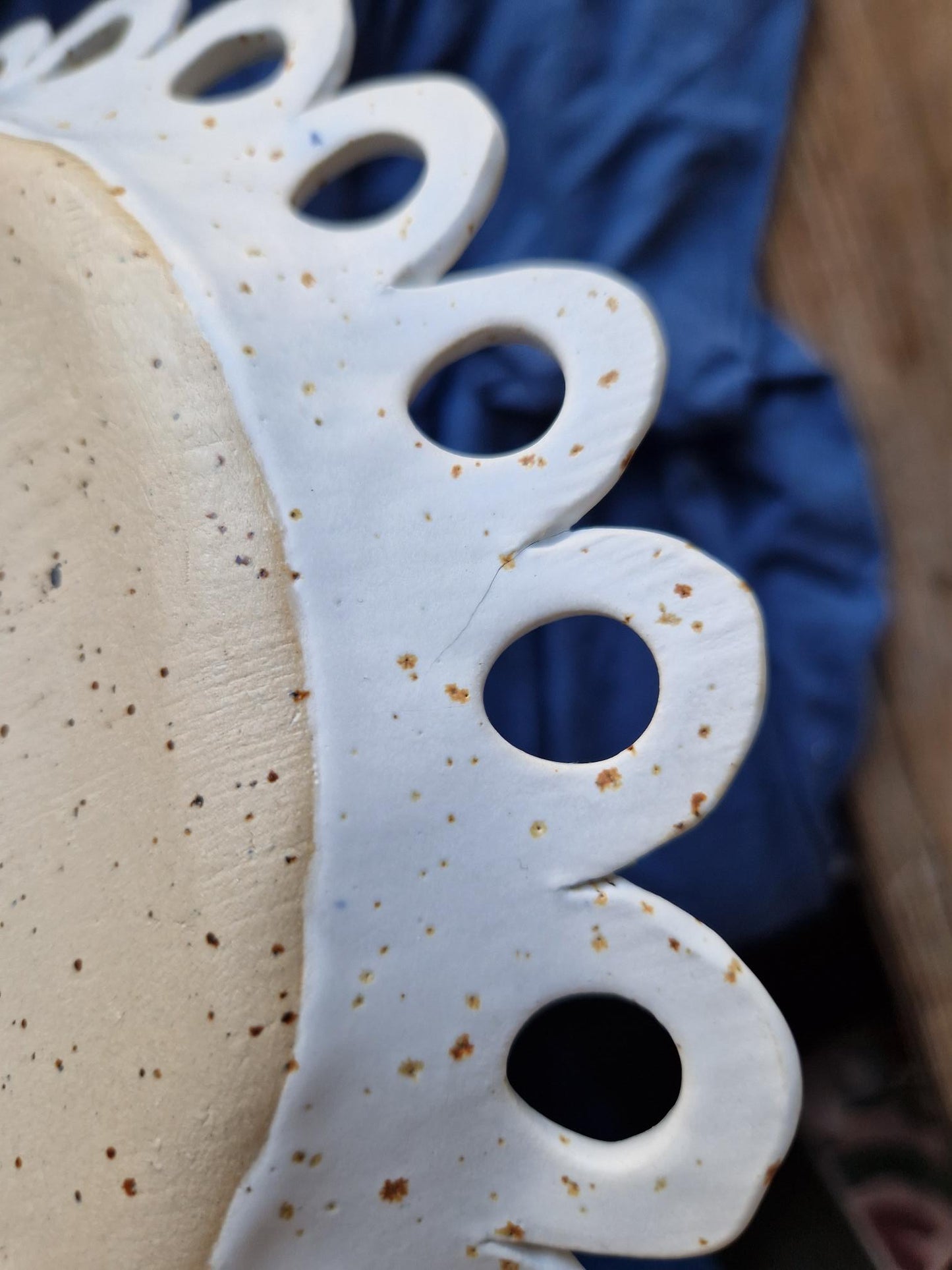 Slightly flawed: Scalloped floral platter