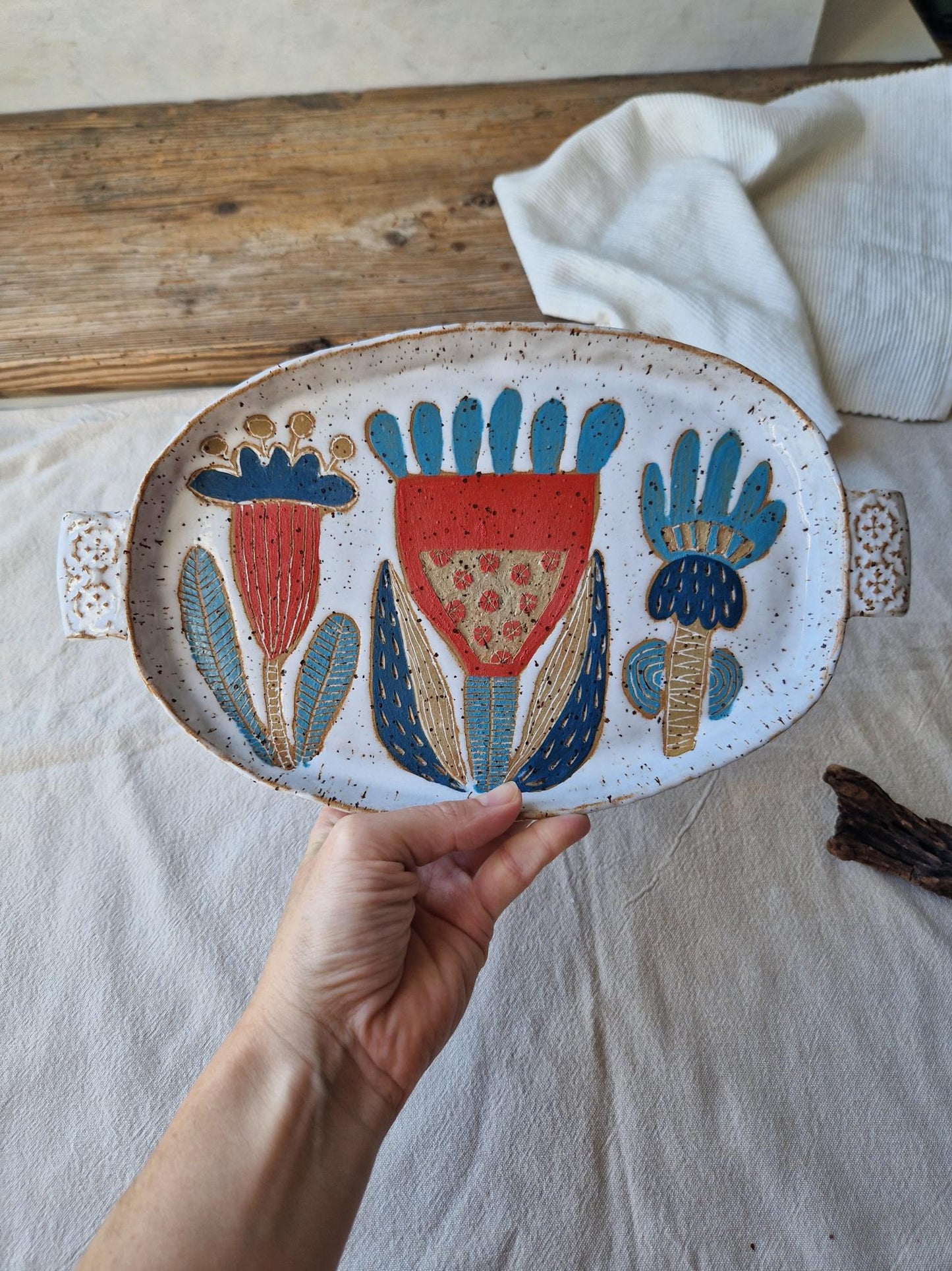 Slightly flawed: Floral platter