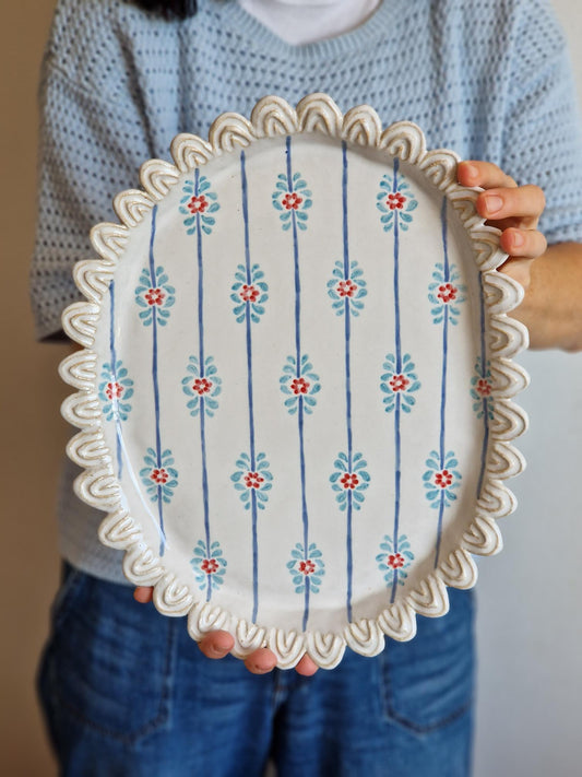 Scalloped floral platter