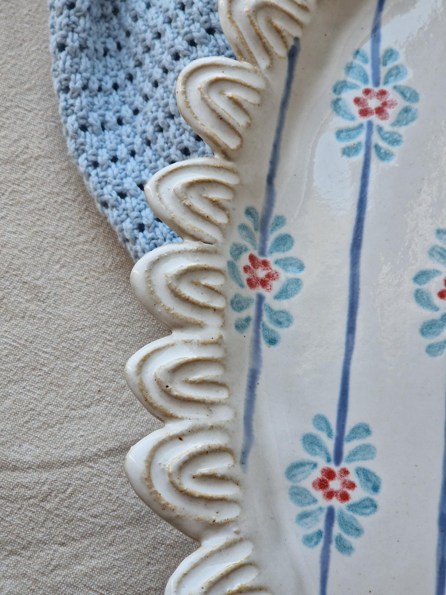 Scalloped floral platter