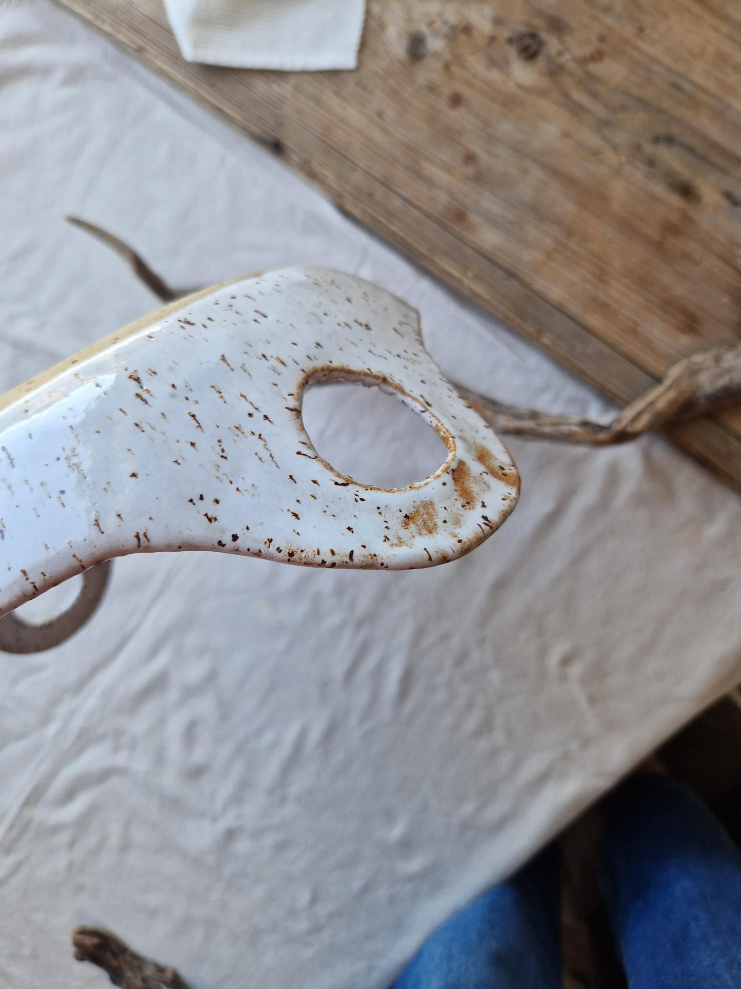 Folk art bowl with handles