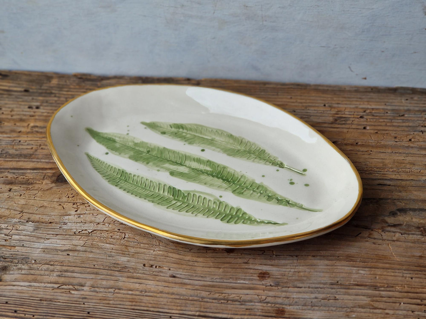 Fern Tray with Gold Rim