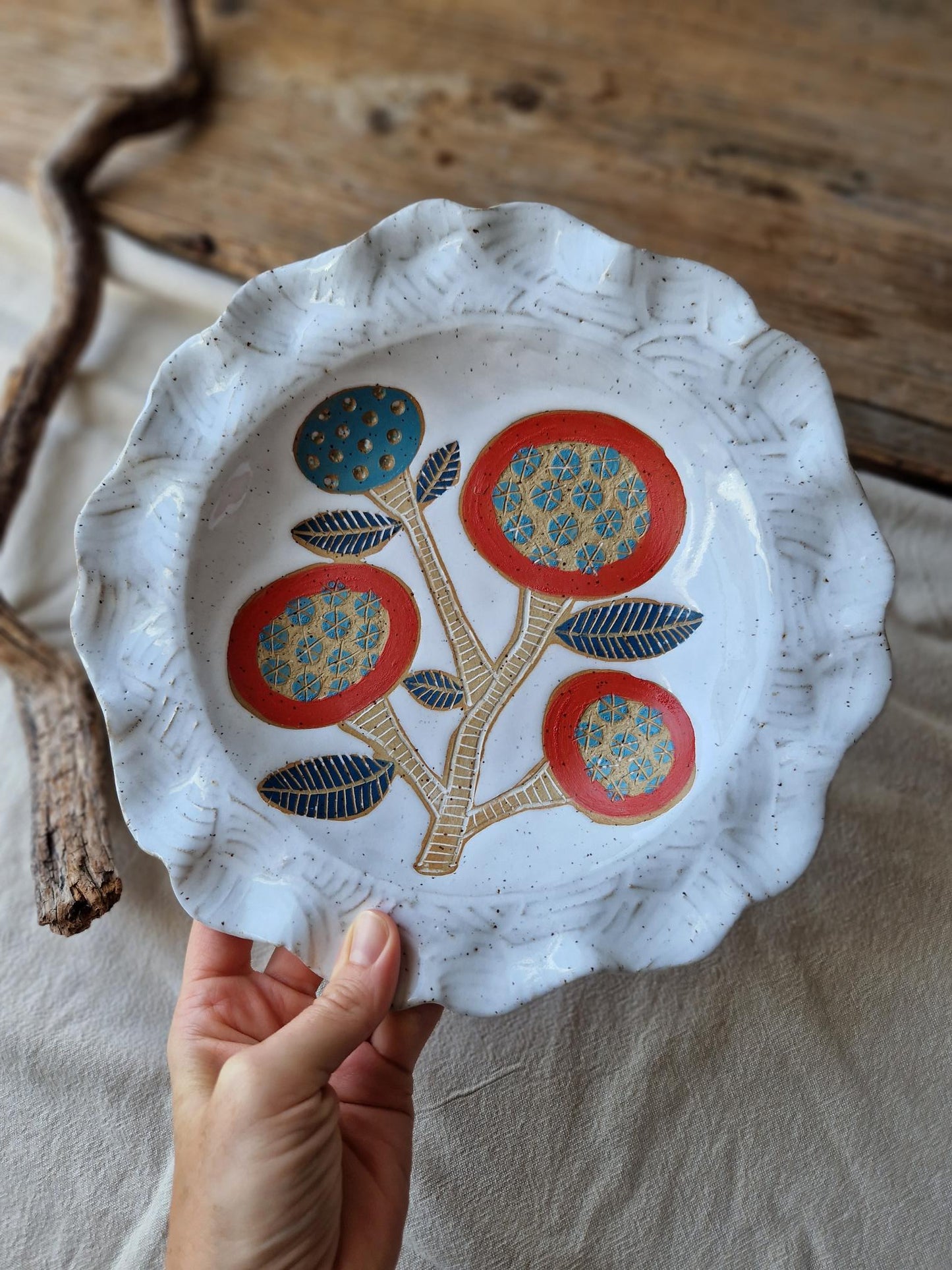 Floral Wavy Bowl / Wall Plate