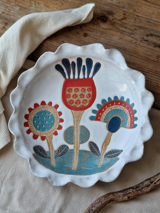Slightly Flawed: Large Scalloped Floral Bowl