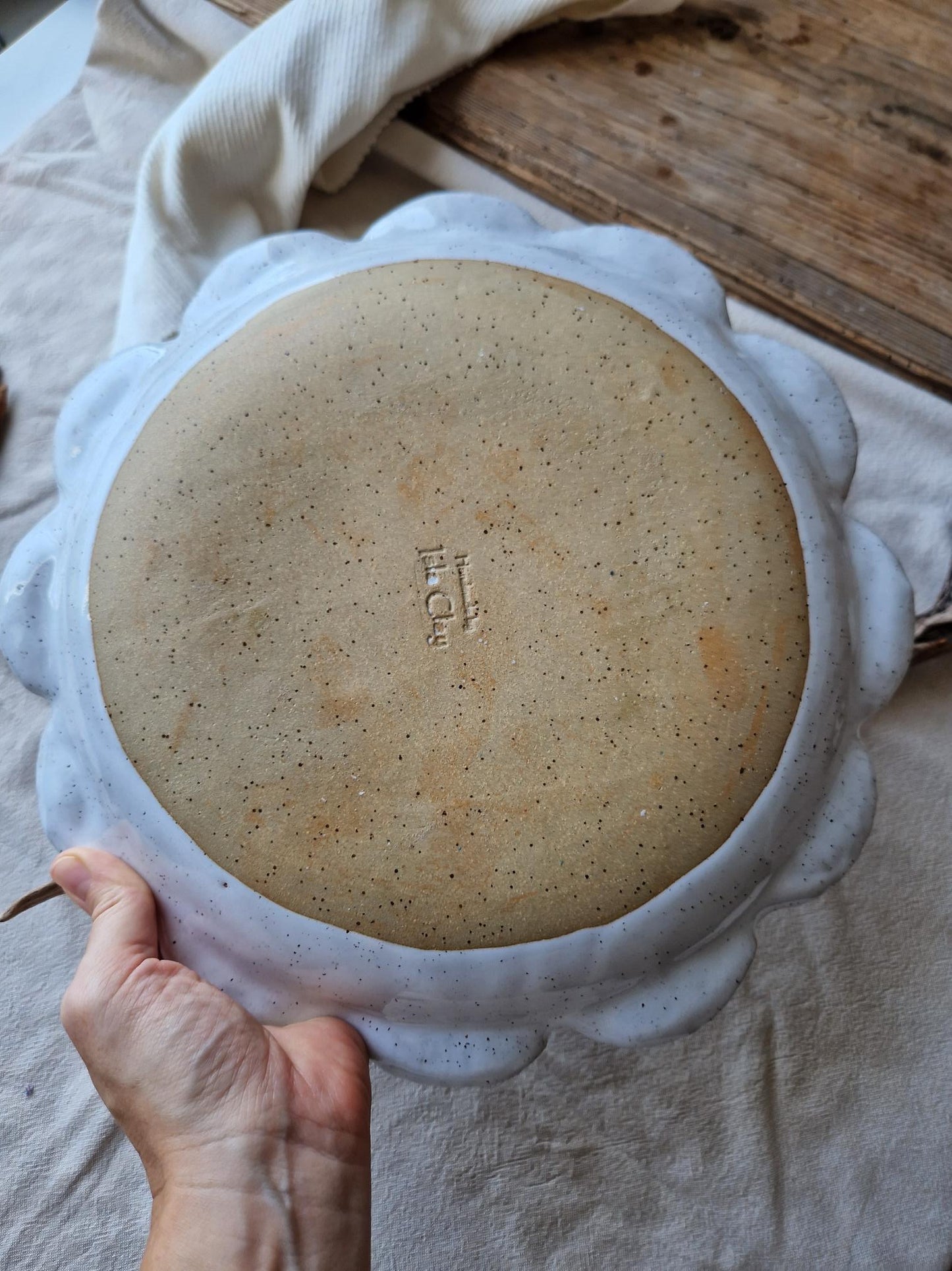 Large Scalloped Floral Bowl