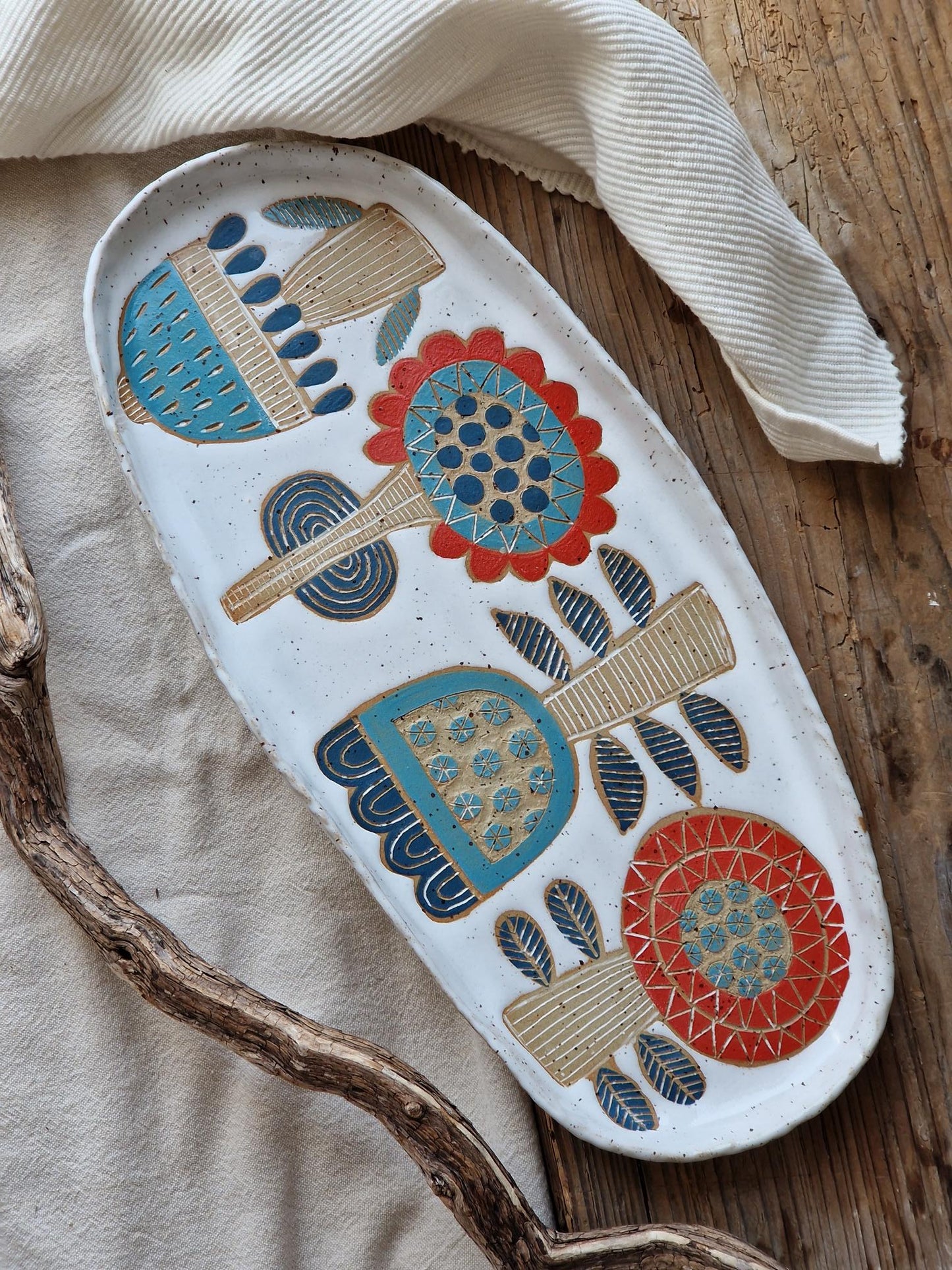 Oval Floral Platter
