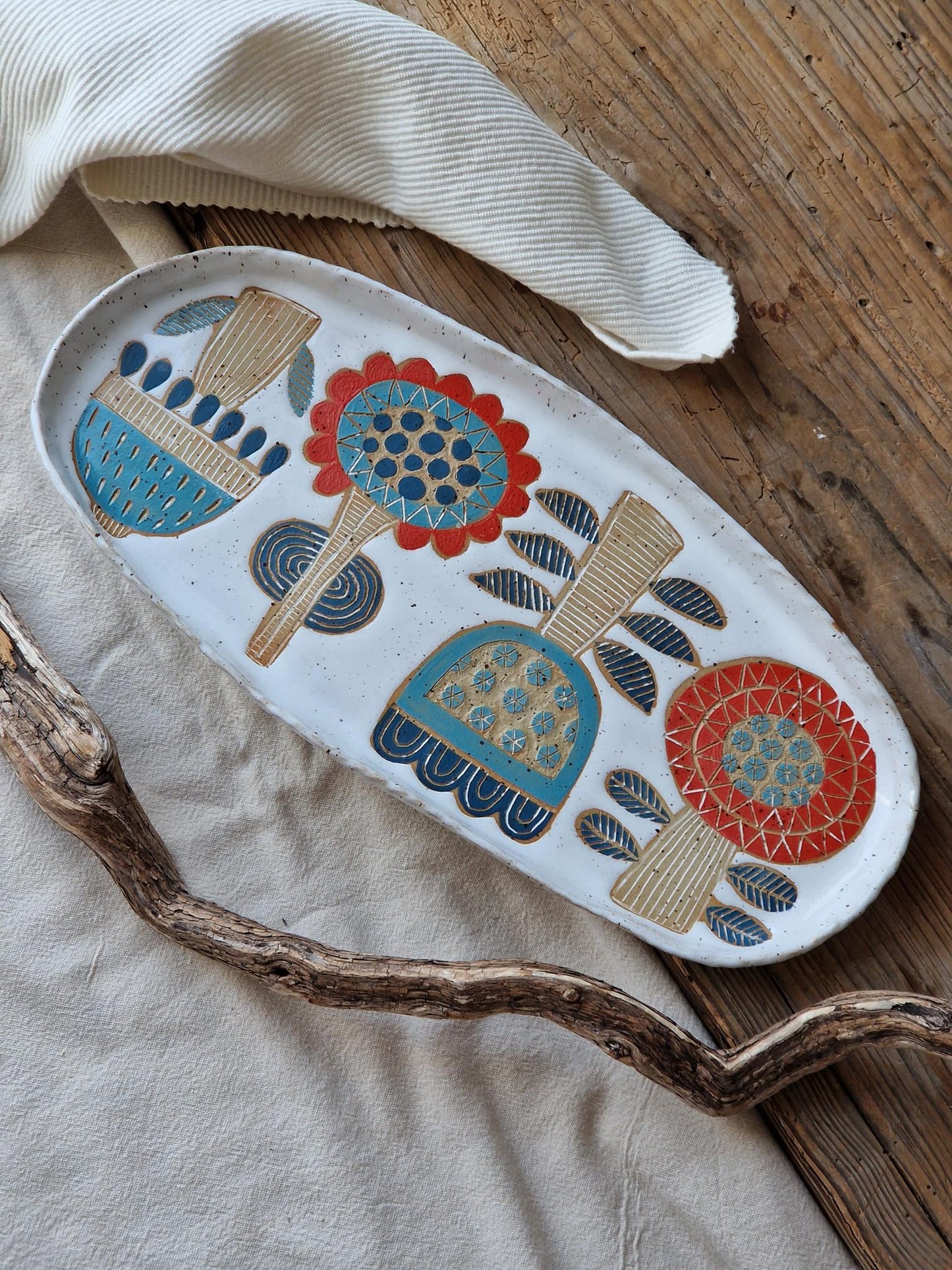 Oval Floral Platter