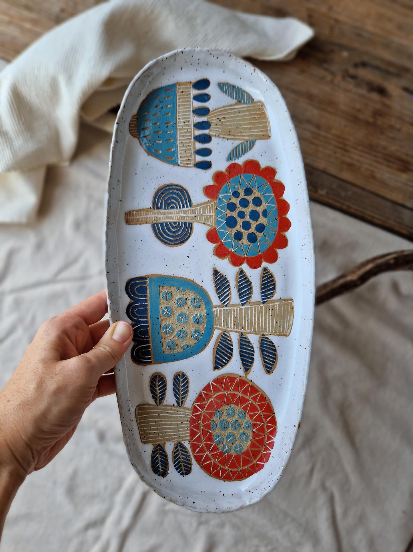 Oval Floral Platter