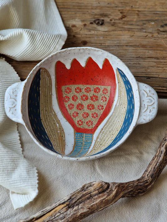 Red Tulip Soup Bowl