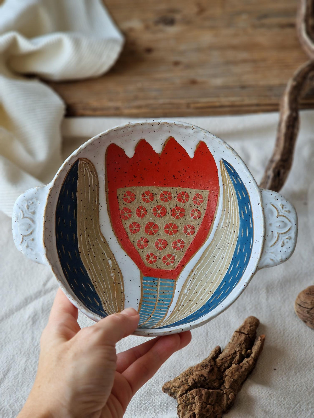 Red Tulip Soup Bowl