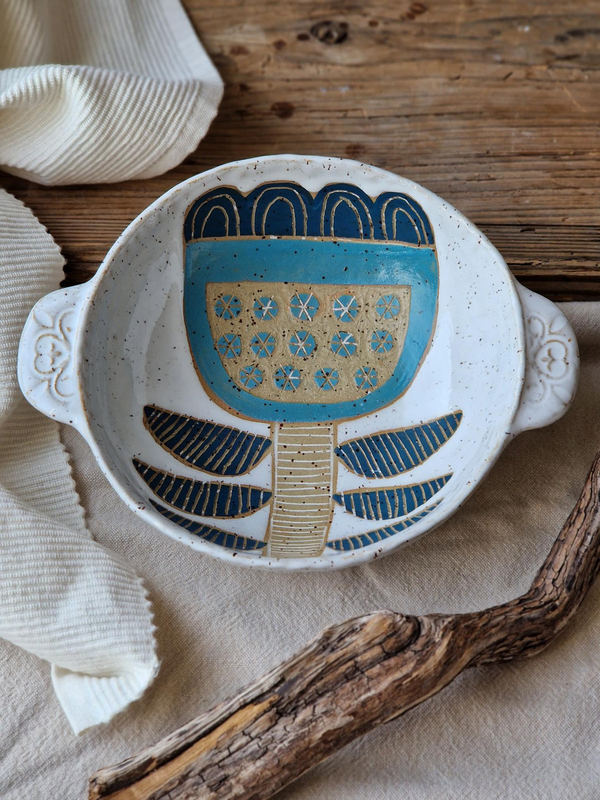 Blue Tulip Soup Bowl