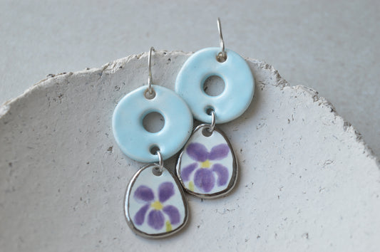 Drop earrings - violets