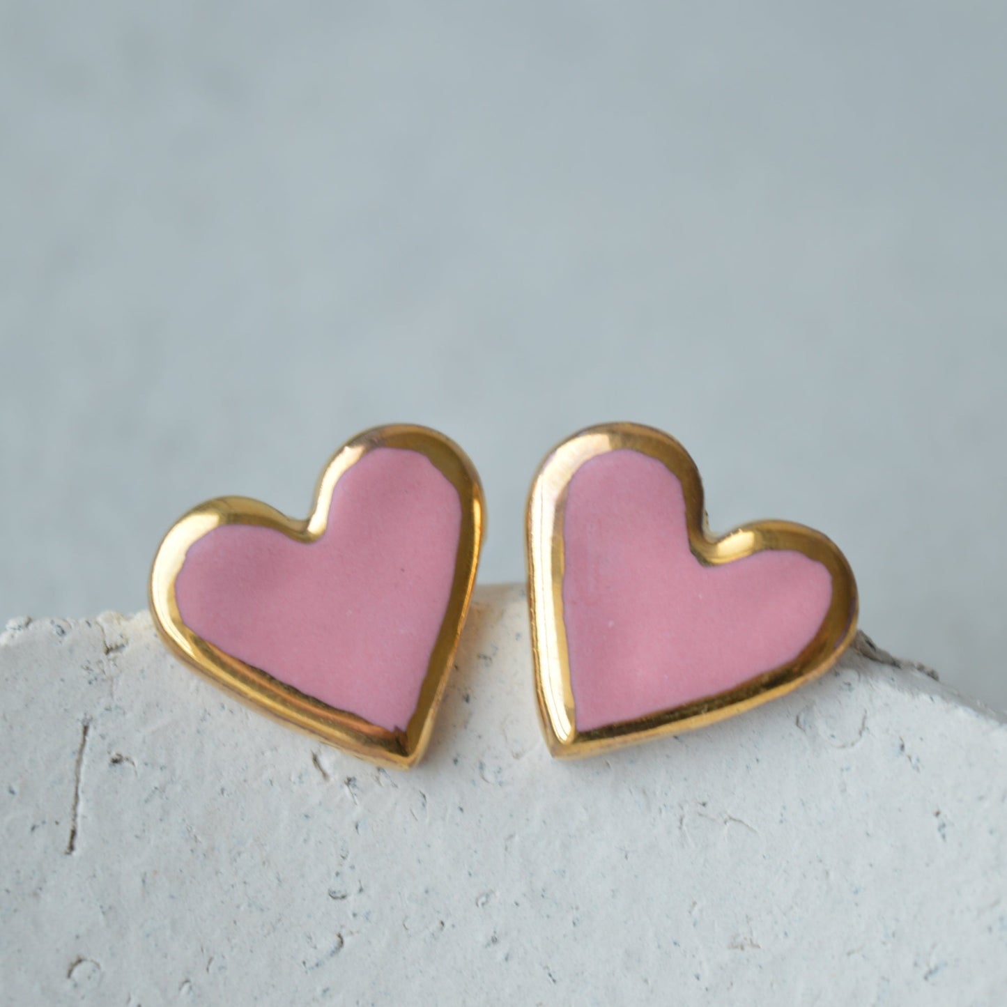 Pink heart studs