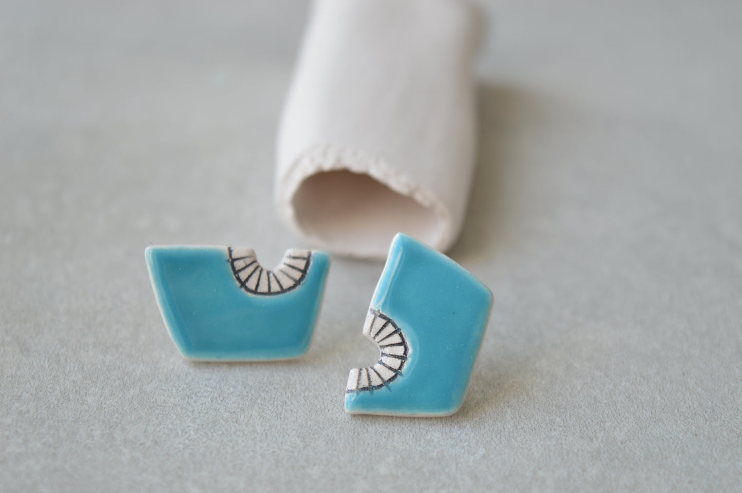 Sky blue geometric stud earrings