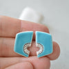 Sky blue geometric stud earrings