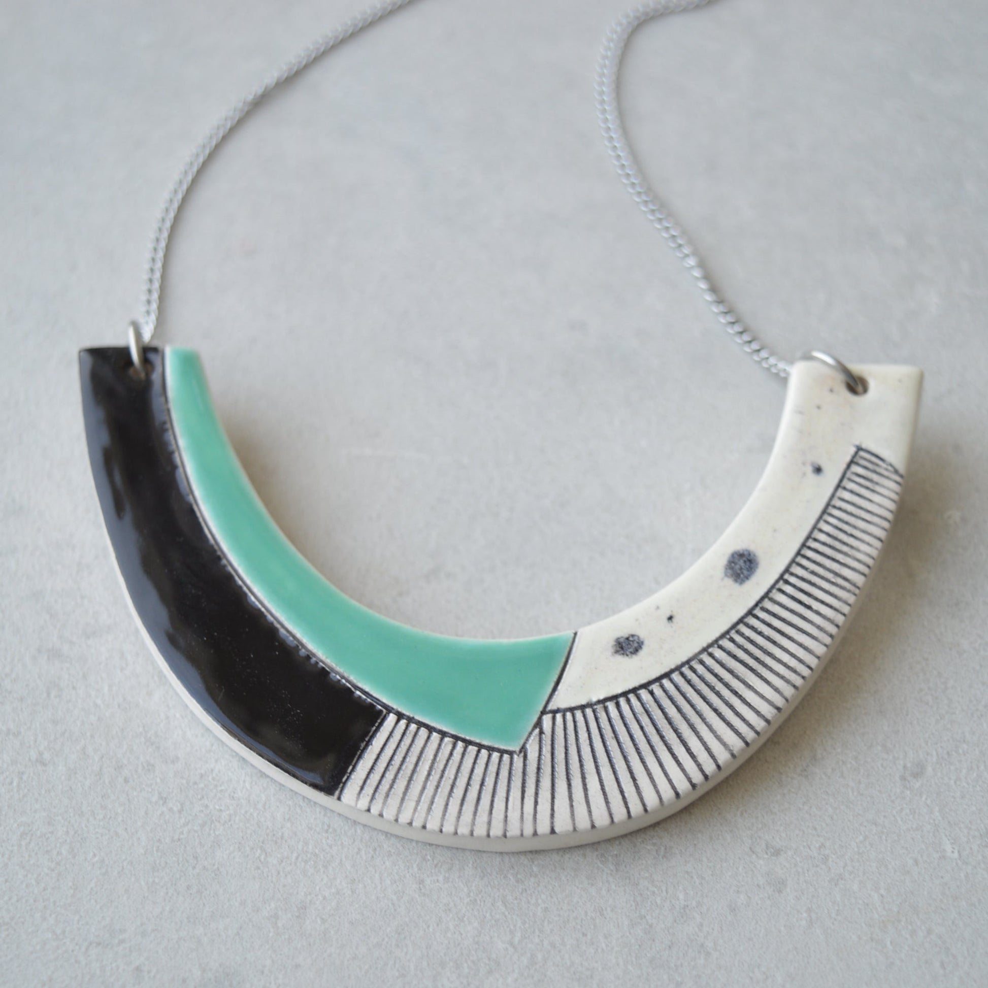 geometric ceramic statement necklace