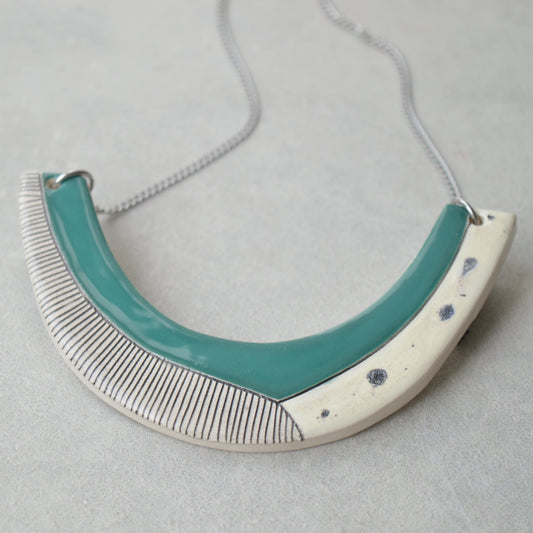 teal blue ceramic necklace