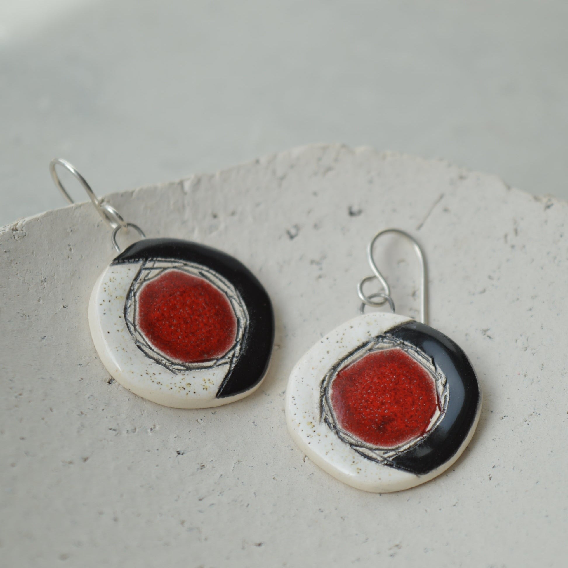 red ceramic earrings