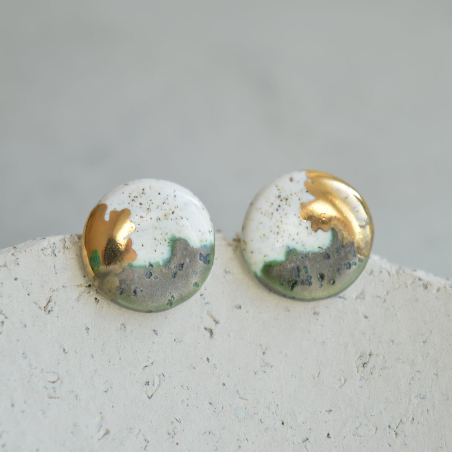 ceramic earrings with gold