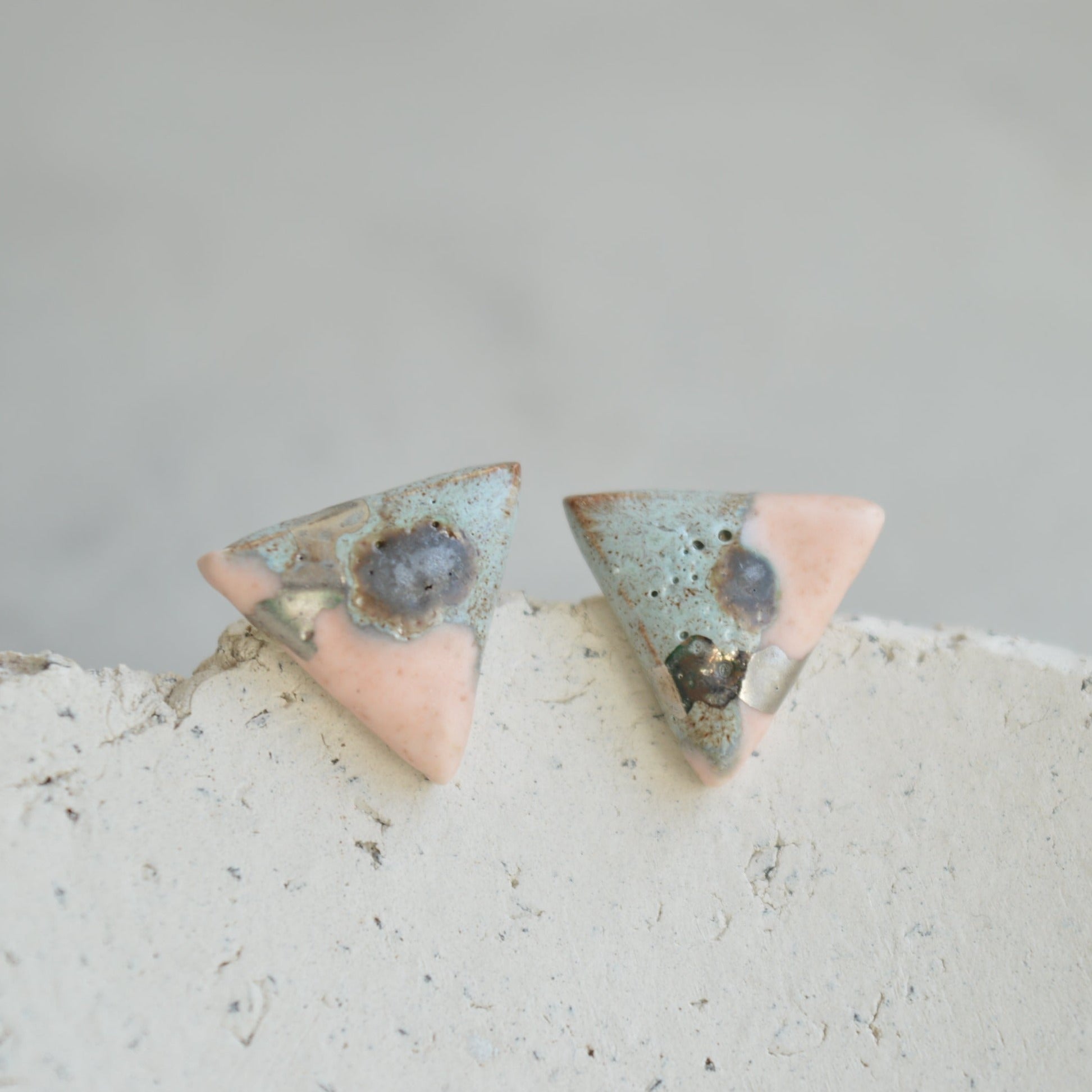traingle ceramic post earrings