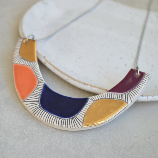 Geometric ceramic statement necklace No. 7