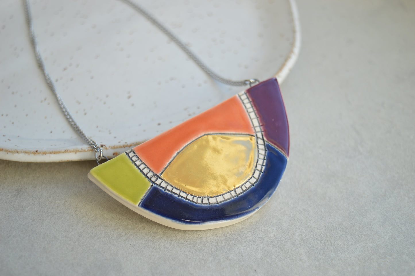 Geometric ceramic statement necklace No. 8