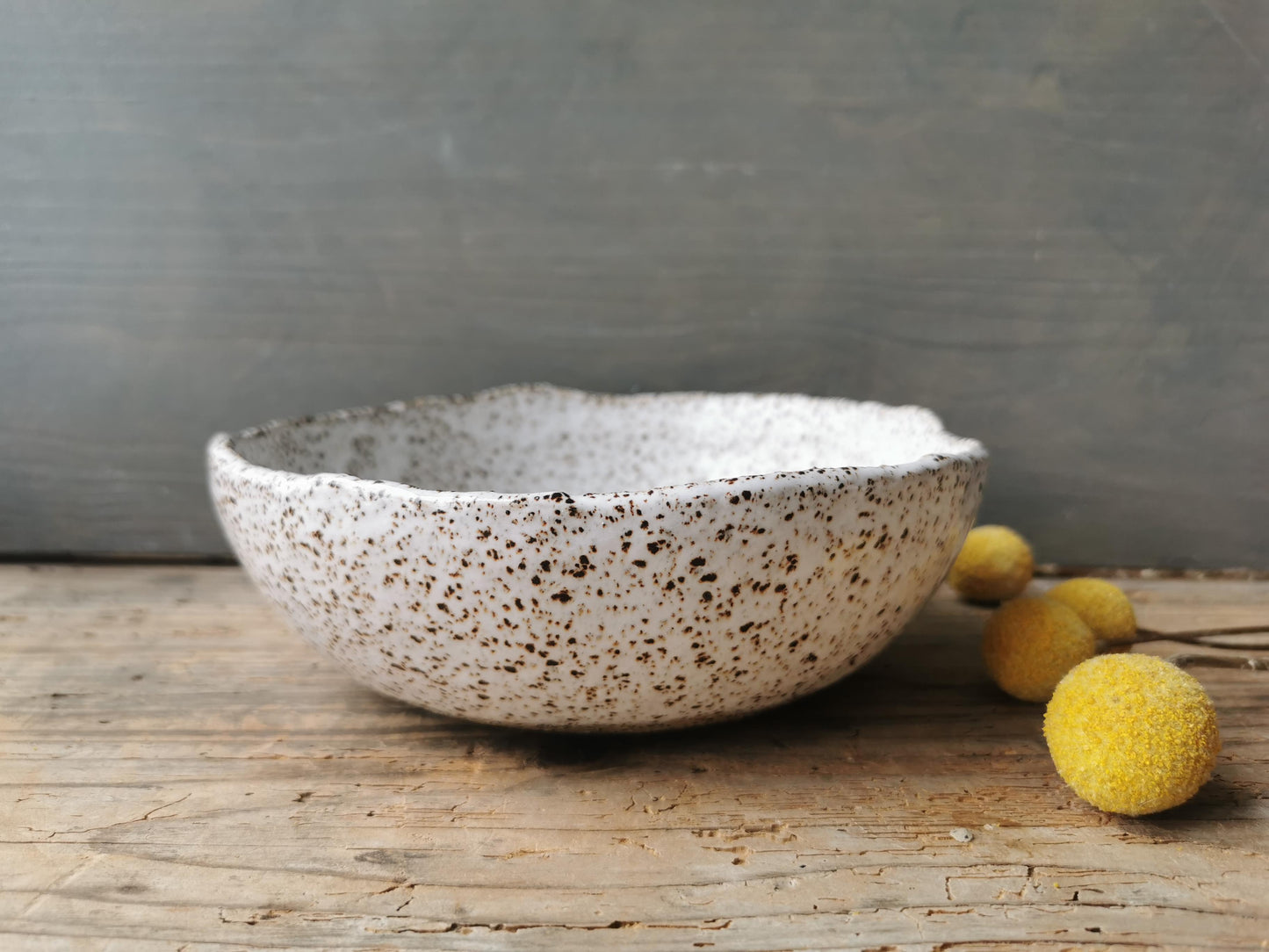 Soup bowl speckled white