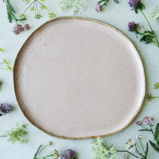 handmade pink ceramic plate