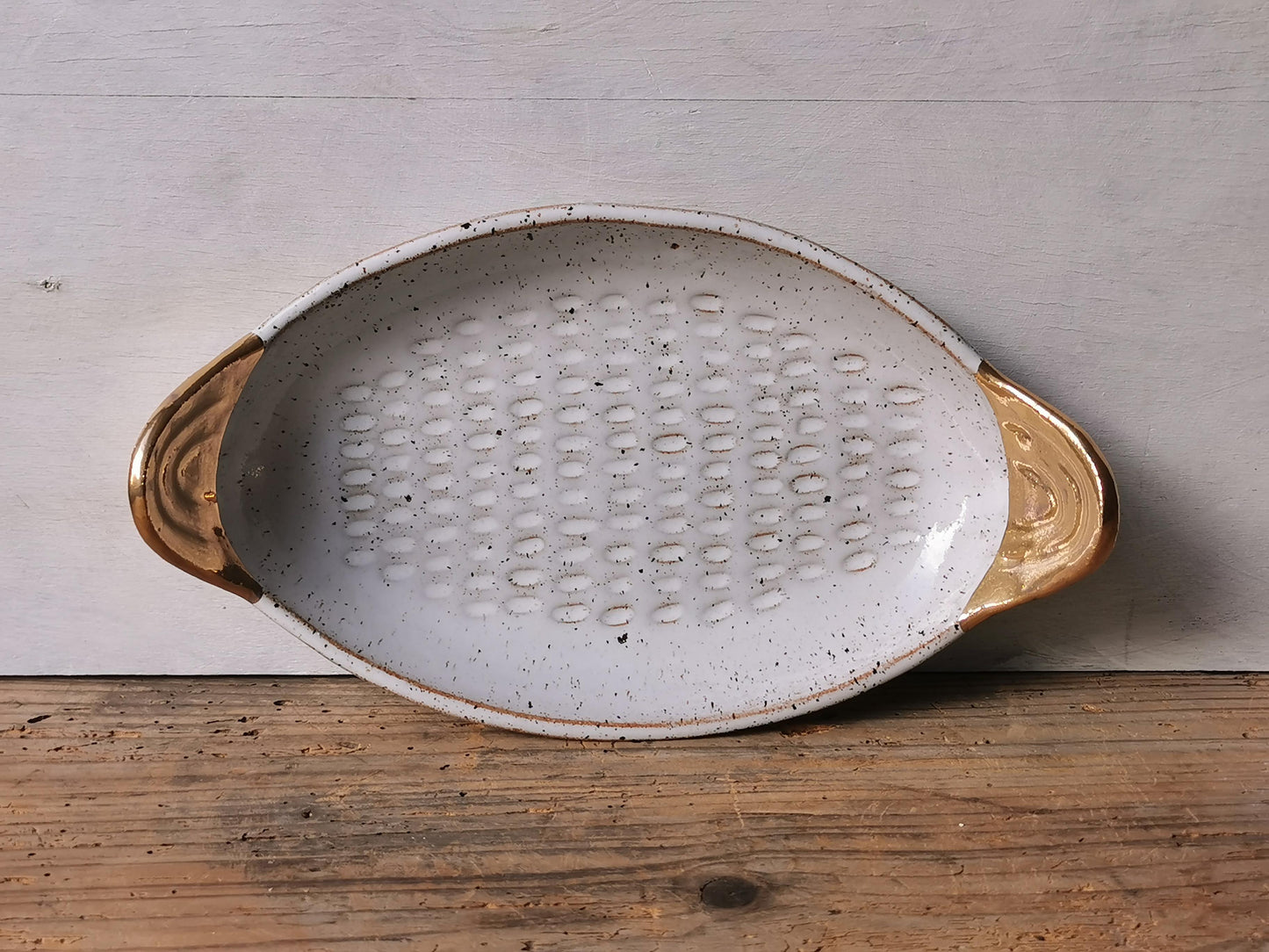 Serving platter with gold handles - medium