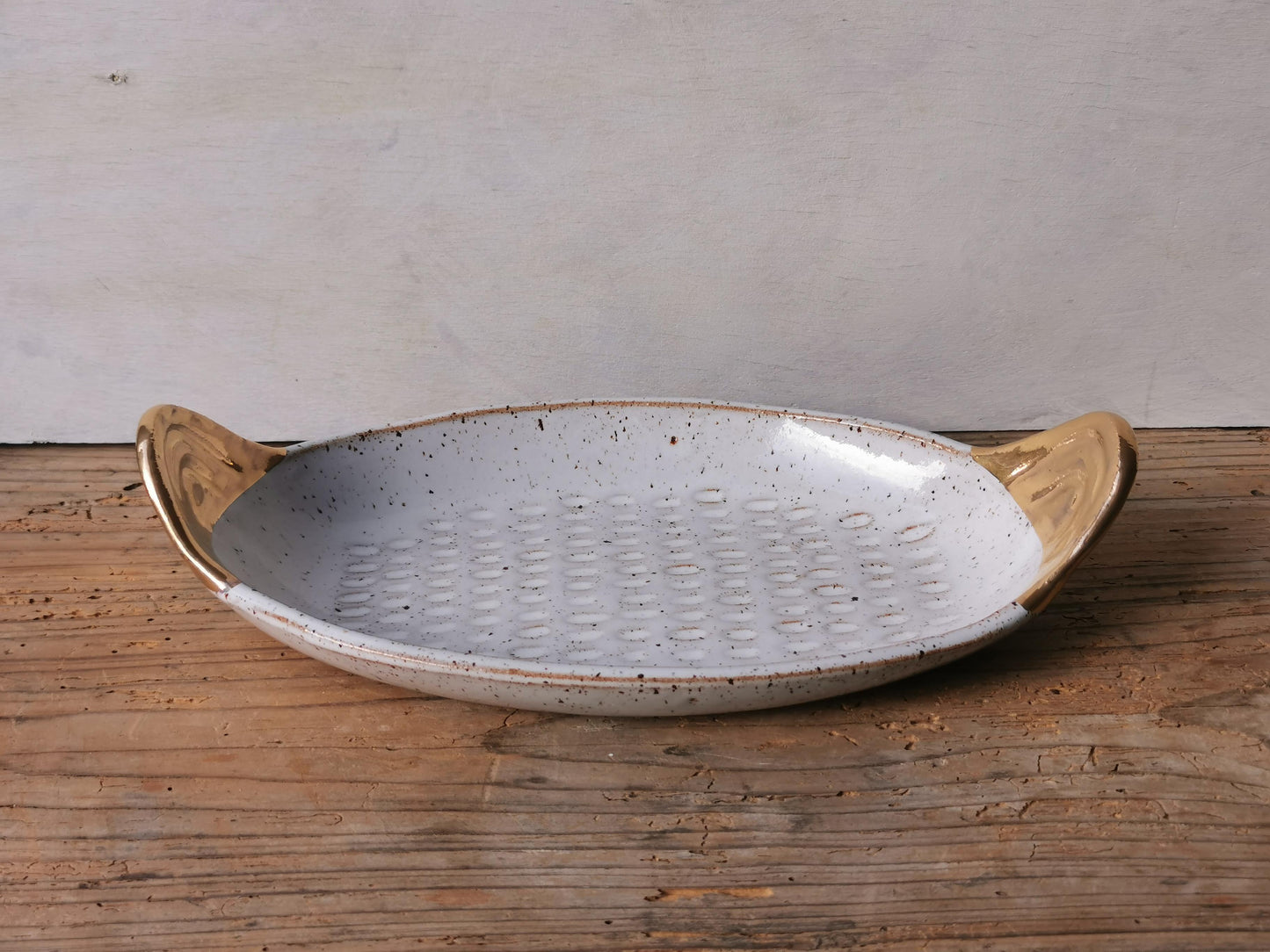 Serving platter with gold handles - medium