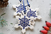 Ceramic Christmas ornaments // snowflake ornaments - set of 3