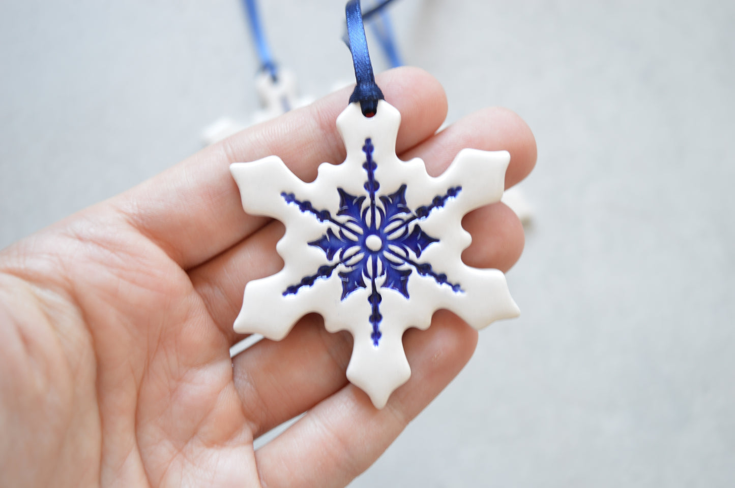 Christmas decorations // ceramic snowflake ornament - set of 3