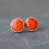 coral red minimalist ceramic stud earrings