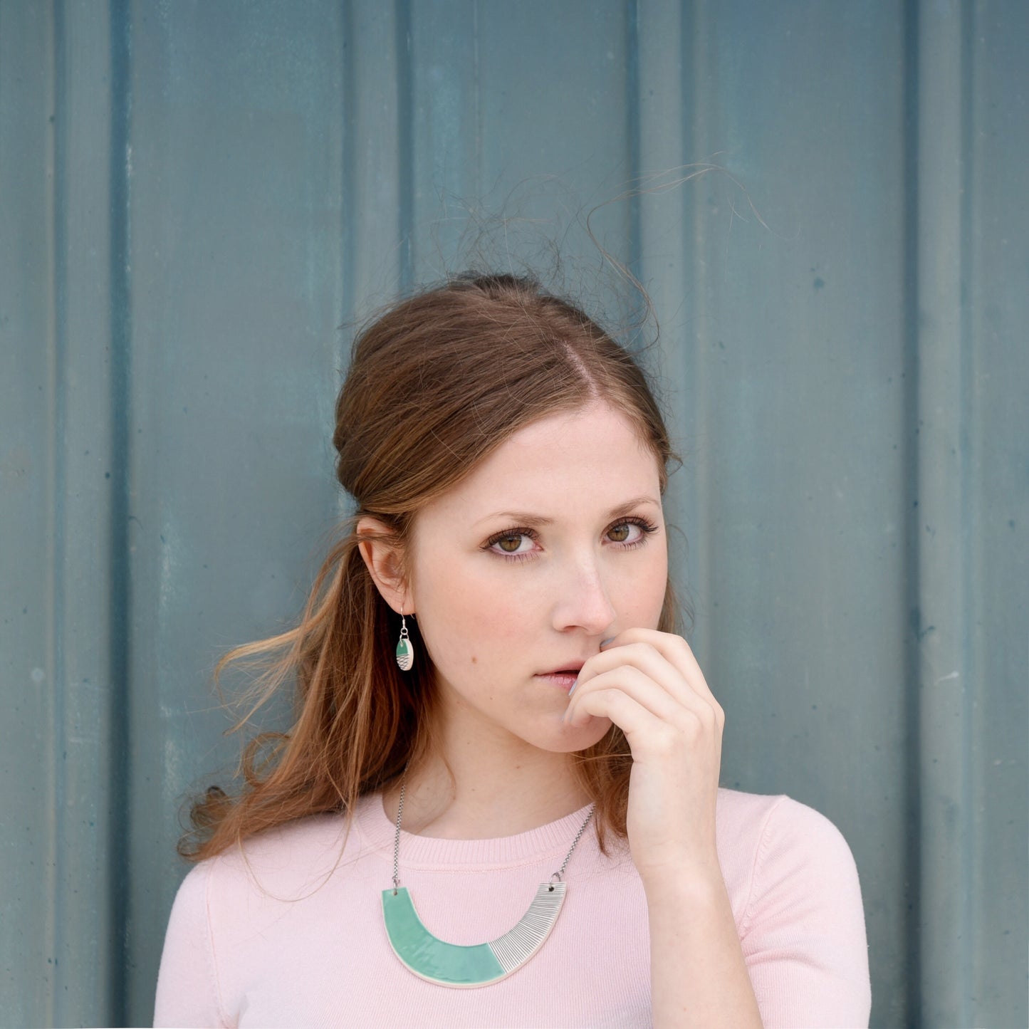 Ceramic statement necklace - Turquoise