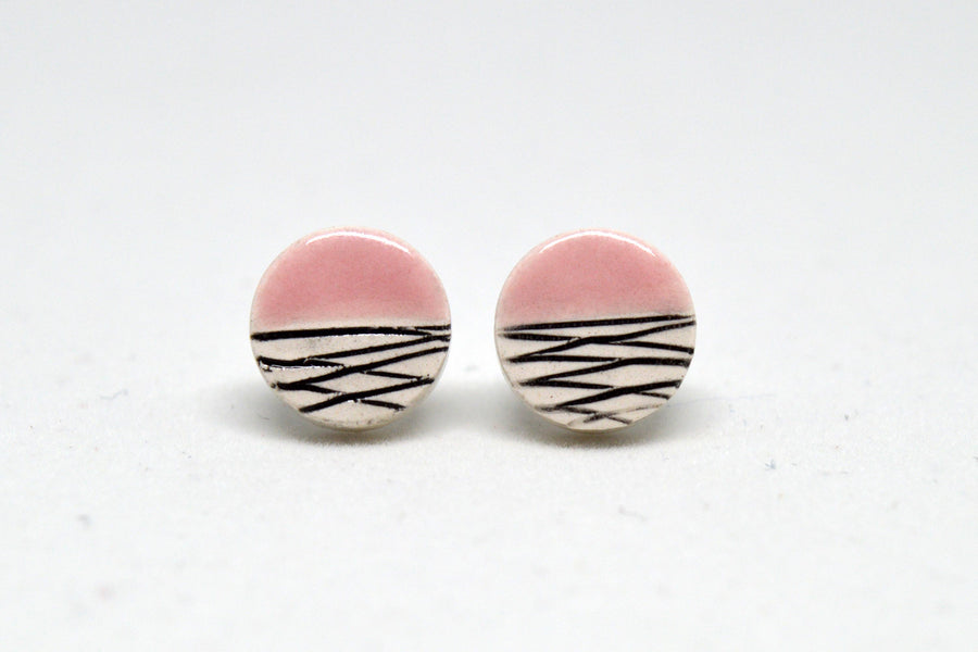 Stud earrings round - Pink - LUSEOPI