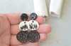 Long earrings with holes - black