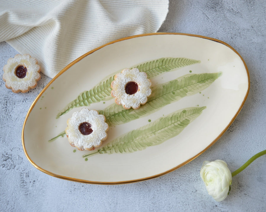 fern ceramic serving platter