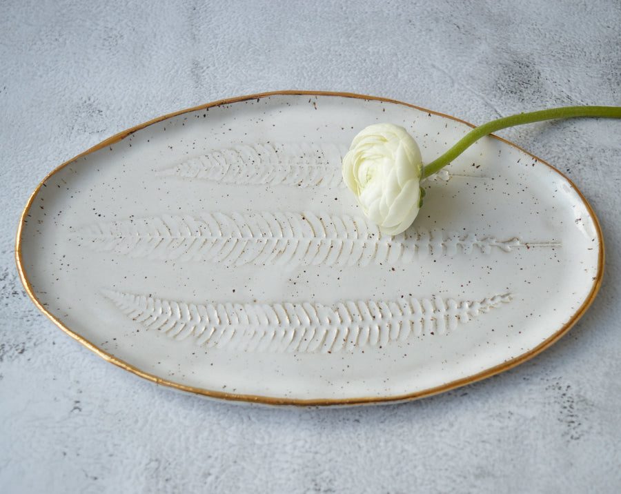 white handmade serving platter