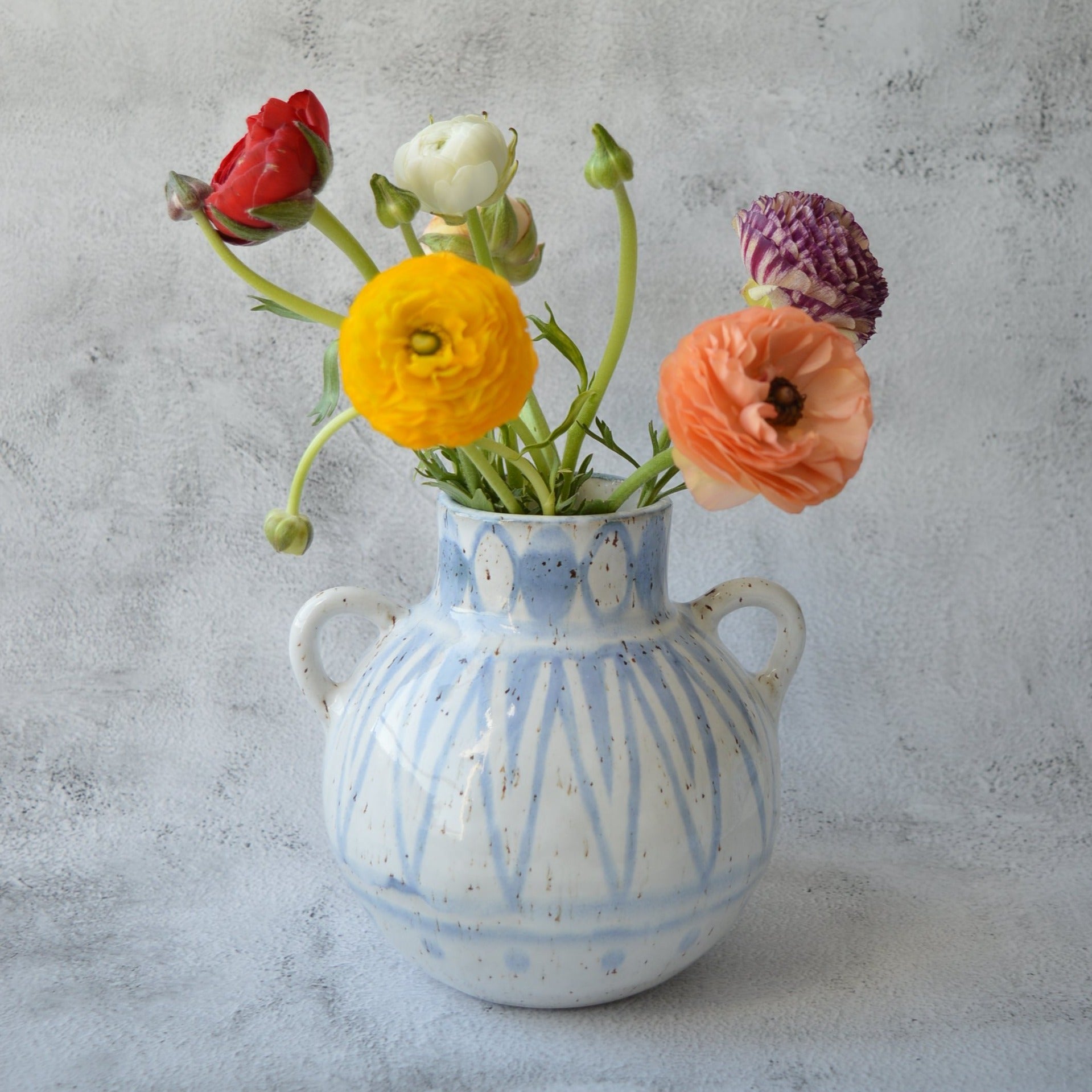 ceramic orb vase with handles