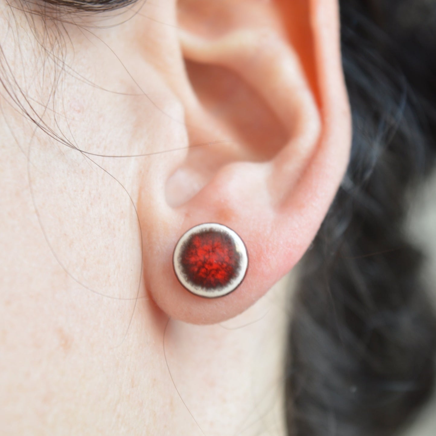 Stud earrings - Oxblood red