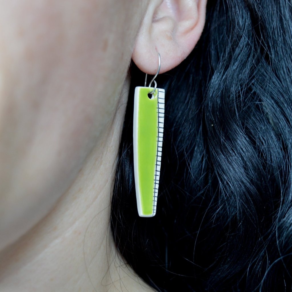 Lime green drop earrings