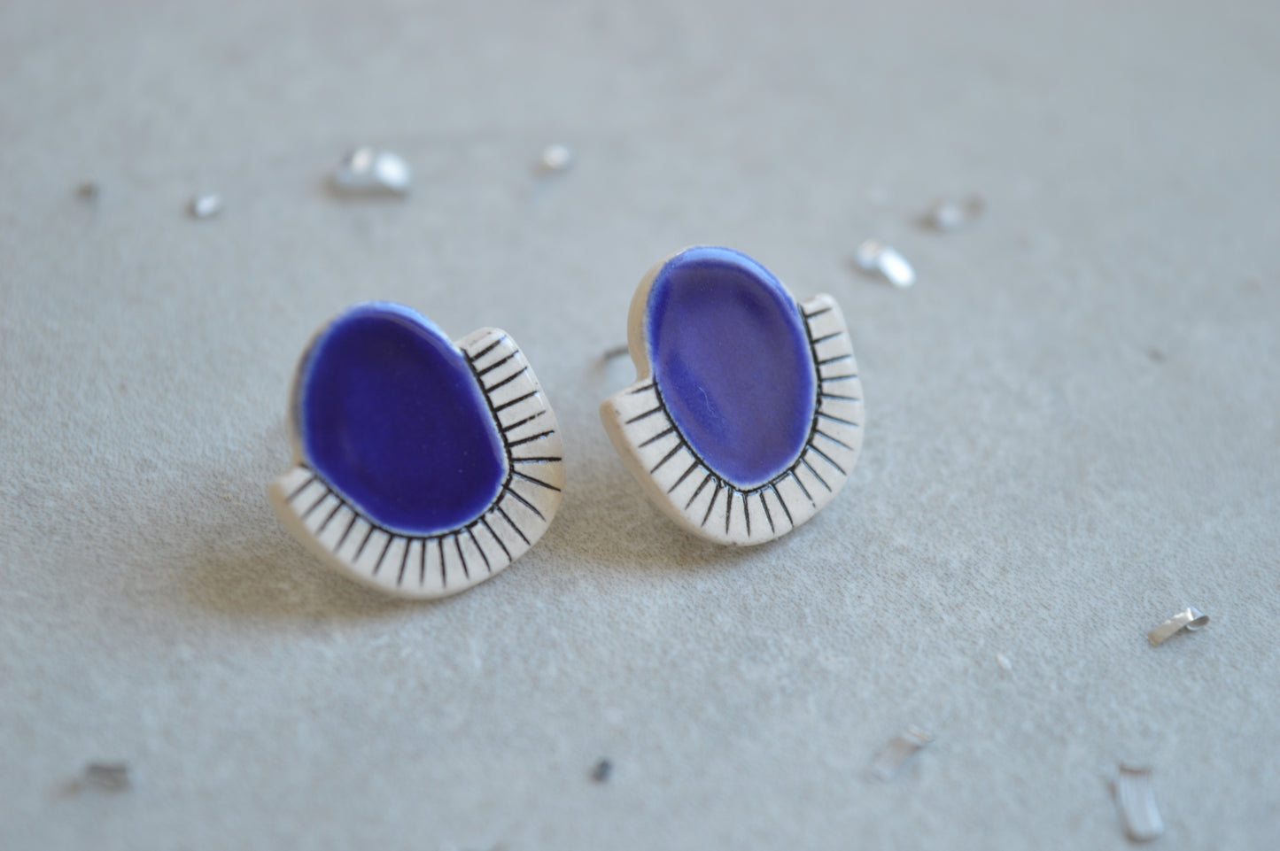 Royal blue ceramic stud earrings