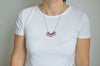 Frilly necklace - blue/pink II