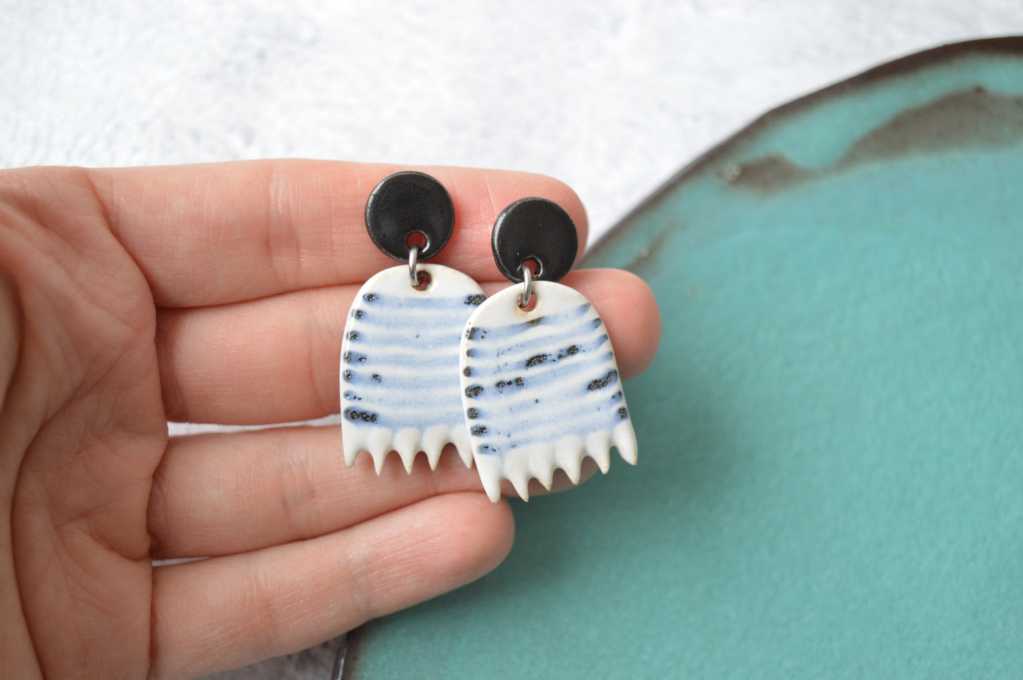 Monochrome stoneware earrings VII
