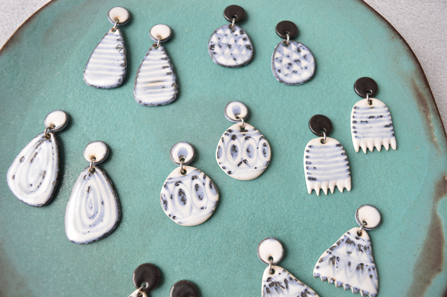 Monochrome stoneware earrings VII