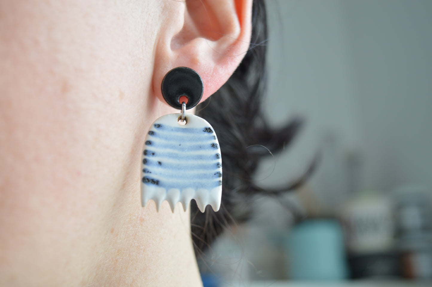 Monochrome stoneware earrings VII
