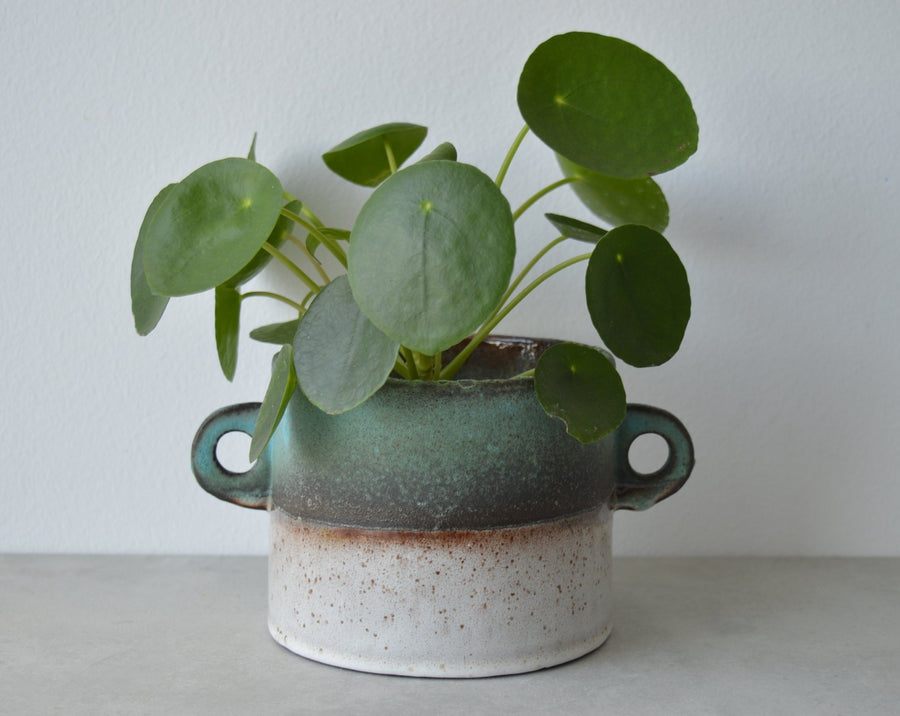 ceramic plant pot with handles
